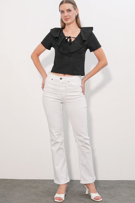 Rüschen-Frontband-Crop-Top - Image 2