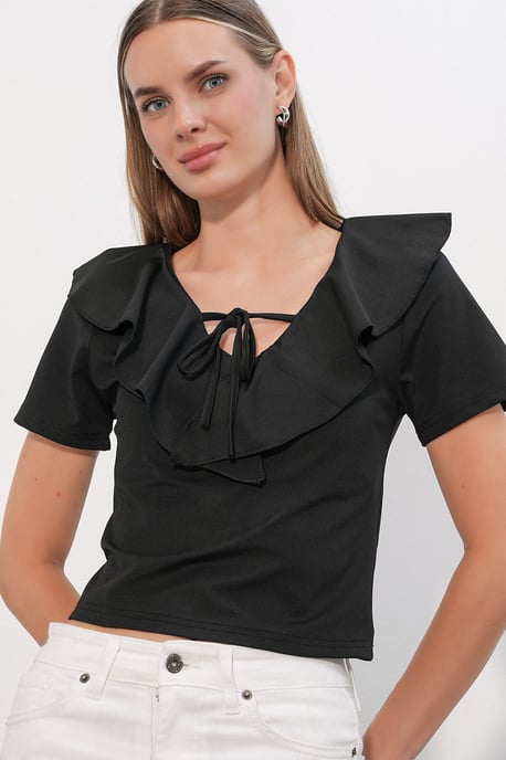 Rüschen-Frontband-Crop-Top - Image 3