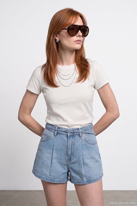 Damen Rundhalsausschnitt Kurzarm T-Shirt - Image 1