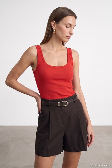 Slim Fit Ärmellose Jersey Cami Bluse - Image 1