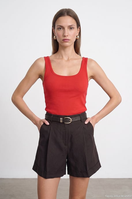 Slim Fit Ärmellose Jersey Cami Bluse - Image 3