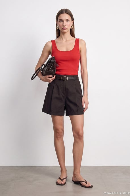Slim Fit Ärmellose Jersey Cami Bluse - Image 4