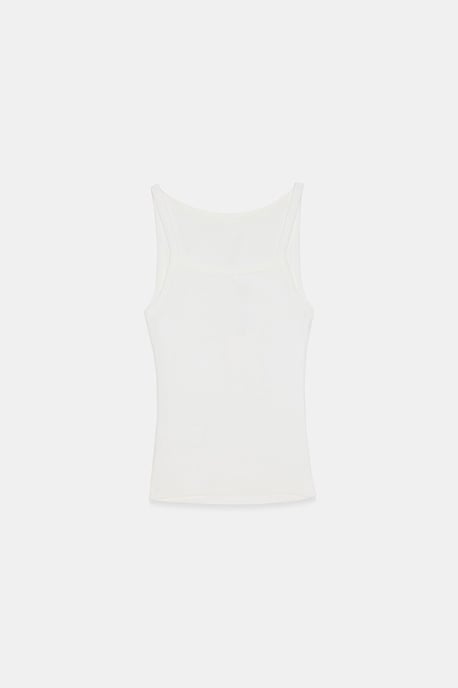 Gerippte Halsbandfreie ärmellose Bluse - Image 6