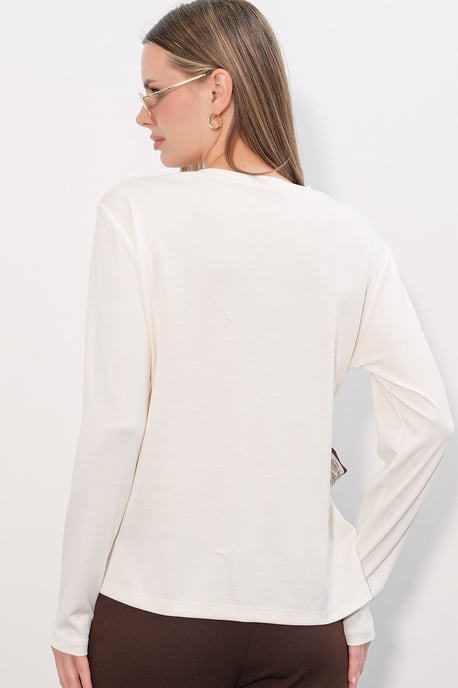 Damen Langarmshirt mit Rundhalsausschnitt und Bindedetail - Image 6