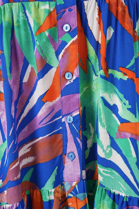 Gemustertes V-Ausschnitt-Maxikleid mit Knopfverschluss - Image 5