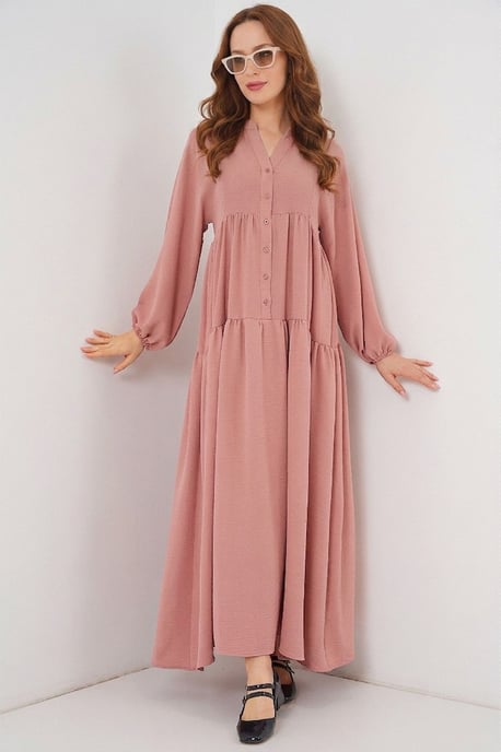 Gemustertes V-Ausschnitt Maxikleid - Image 1