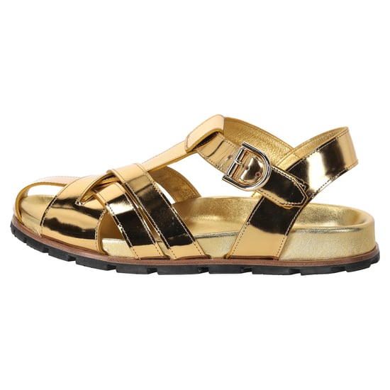 Dries Van Noten Fisherman Sandalen aus metallisch-goldenem Leder - Image 1