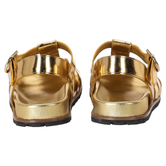 Dries Van Noten Fisherman Sandalen aus metallisch-goldenem Leder - Image 3
