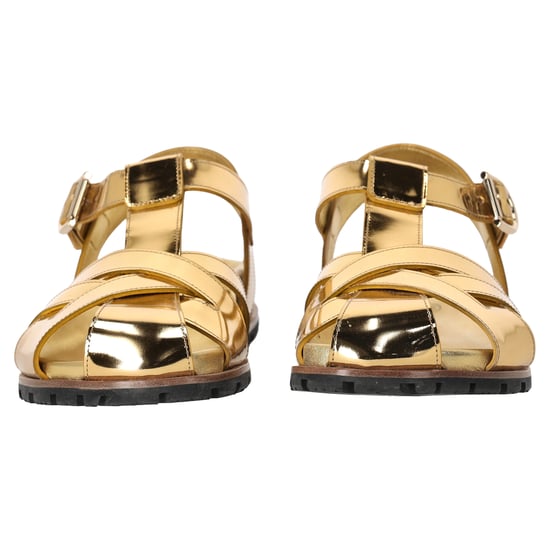 Dries Van Noten Fisherman Sandalen aus metallisch-goldenem Leder - Image 4