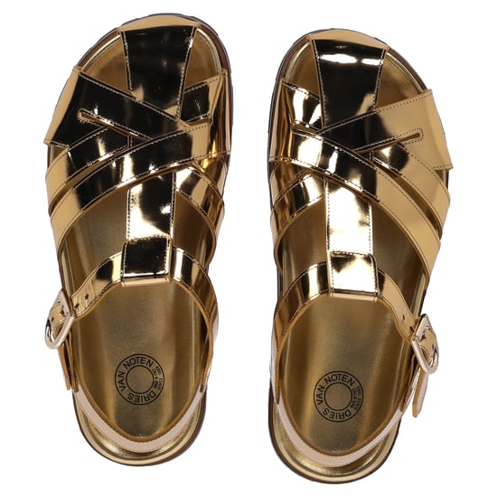 Dries Van Noten Fisherman Sandalen aus metallisch-goldenem Leder - Image 5