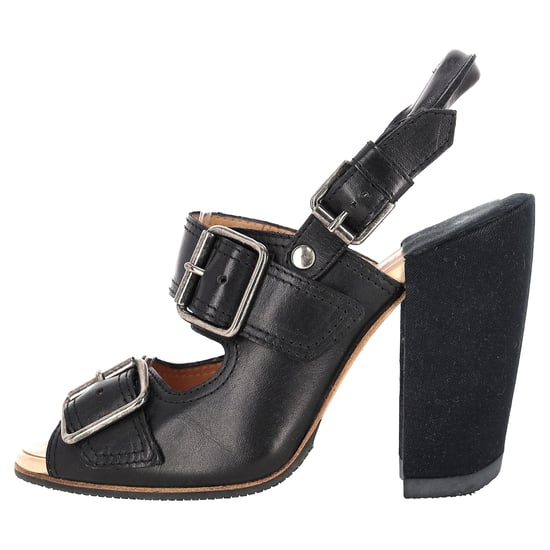Dries Van Noten Blockabsatz-Pumps mit Schnallenriemen aus schwarzem Leder - Image 1