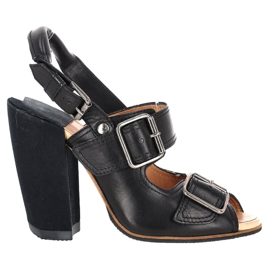 Dries Van Noten Blockabsatz-Pumps mit Schnallenriemen aus schwarzem Leder - Image 2