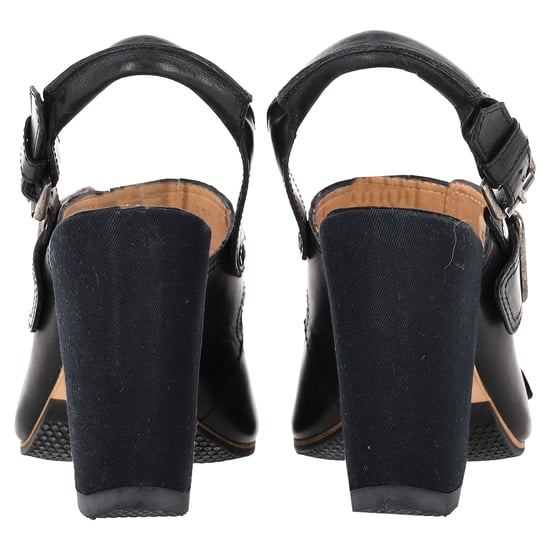 Dries Van Noten Blockabsatz-Pumps mit Schnallenriemen aus schwarzem Leder - Image 3