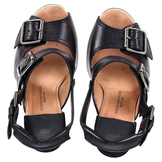Dries Van Noten Blockabsatz-Pumps mit Schnallenriemen aus schwarzem Leder - Image 5