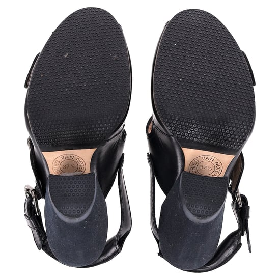Dries Van Noten Blockabsatz-Pumps mit Schnallenriemen aus schwarzem Leder - Image 6