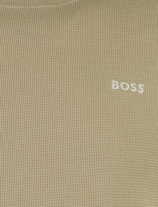 BOSS T-Shirt schwarz Rundhals beige Waffelstruktur - Image 3