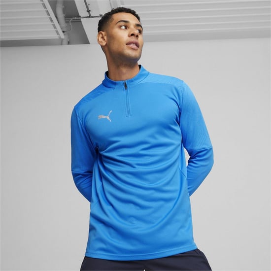 Puma - "TeamFinal" Fleece-Oberteil für Herren, mit kurzem Reißverschluss, Training (Blau) - Image 3
