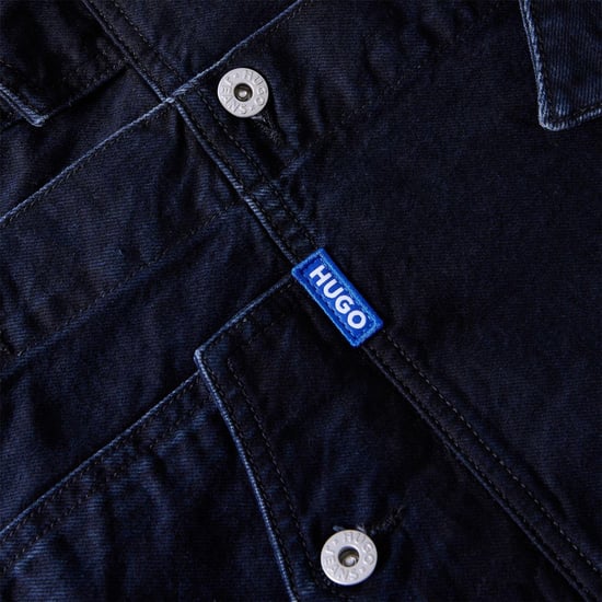 Hugo Herren-Truckerjacke aus Dex-Denim mit Brusttasche in schmaler Passform (Dunkelblau) - Image 3