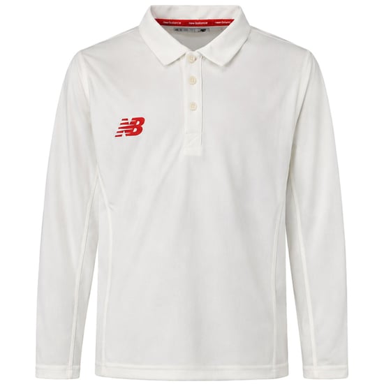 New Balance Logo Kinder Off-White Cricket Poloshirt - Image 1