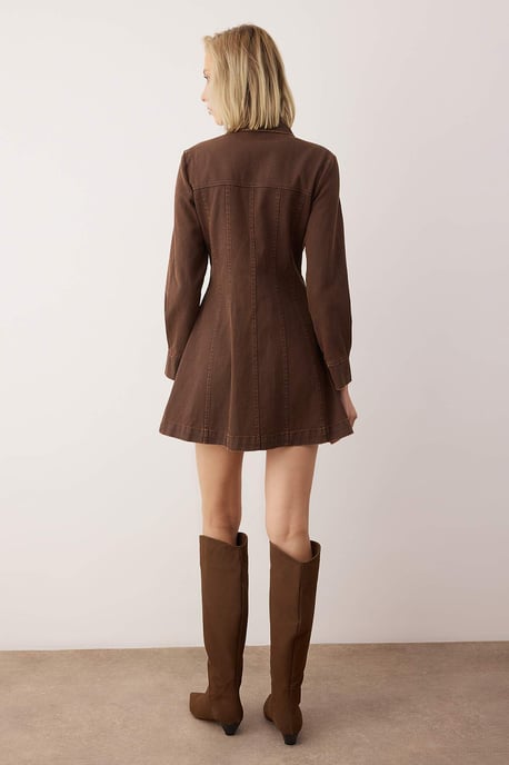 Unifarbenes kurzes/minilanges lässiges A-Linien-Kleid für Damen - Image 4