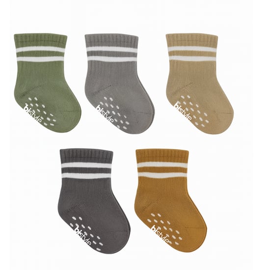 Bistyle Baby-Knöchelsocken mit rutschfester Sohle, 5 Paar | Anti-Rutsch-Socken für Neugeborene, Babys und Kleinkinder aus Bio-Baumwolle | Knöchelsocken für Jungen und Mädchen - Image 1
