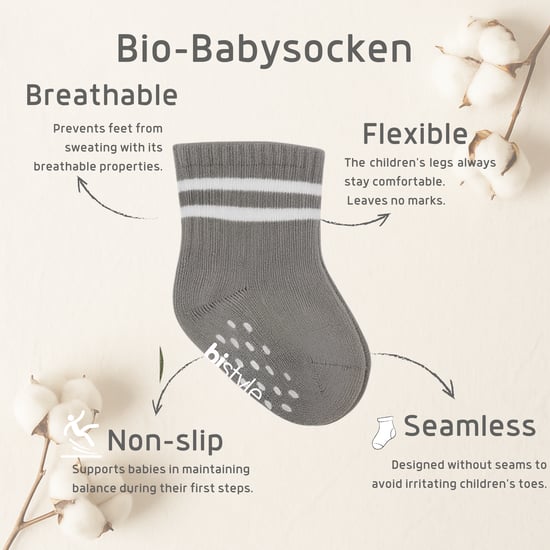 Bistyle Baby-Knöchelsocken mit rutschfester Sohle, 5 Paar | Anti-Rutsch-Socken für Neugeborene, Babys und Kleinkinder aus Bio-Baumwolle | Knöchelsocken für Jungen und Mädchen - Image 5