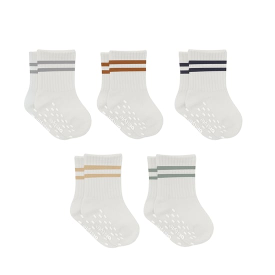 Bistyle Baby-Knöchelsocken mit rutschfester Sohle, 5 Paar | Anti-Rutsch-Socken für Neugeborene, Babys und Kleinkinder aus Bio-Baumwolle | Knöchelsocken für Jungen und Mädchen - Image 1