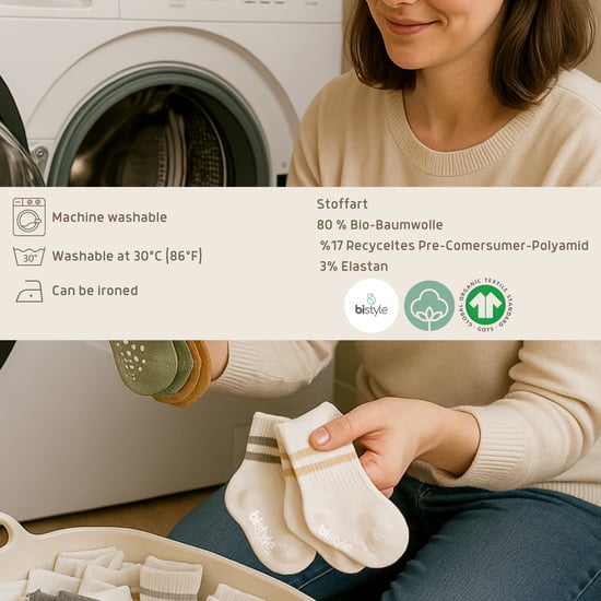 Bistyle Baby-Knöchelsocken mit rutschfester Sohle, 5 Paar | Anti-Rutsch-Socken für Neugeborene, Babys und Kleinkinder aus Bio-Baumwolle | Knöchelsocken für Jungen und Mädchen - Image 4