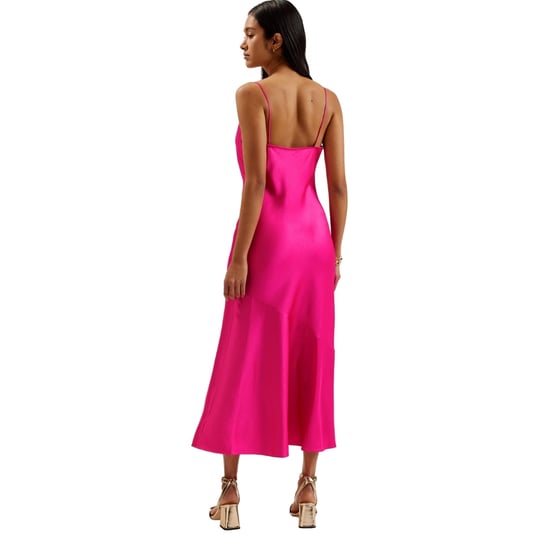 Ted Baker Tunca Satin Abendkleid In Rosa Mit Wasserfallausschnitt - Image 3