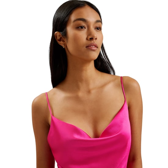 Ted Baker Tunca Satin Abendkleid In Rosa Mit Wasserfallausschnitt - Image 4