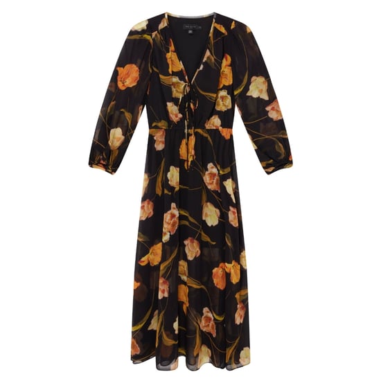 Schwarzes Midikleid Mit Netzoberteil Von Ted Baker - Image 1