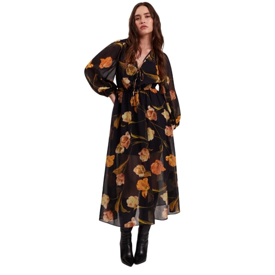 Schwarzes Midikleid Mit Netzoberteil Von Ted Baker - Image 3
