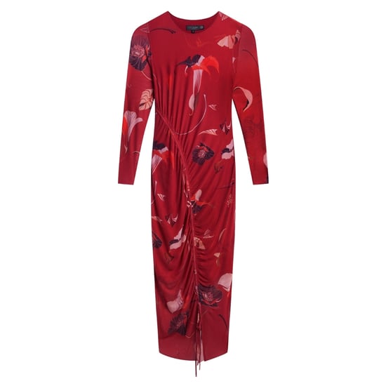 Ted Baker Jazzy Bodycon Mesh Raffkleid In Rot, Midi-länge - Image 1