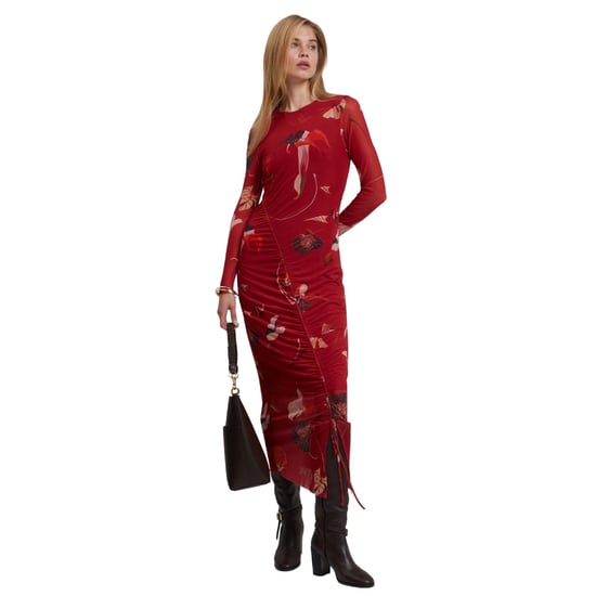 Ted Baker Jazzy Bodycon Mesh Raffkleid In Rot, Midi-länge - Image 2