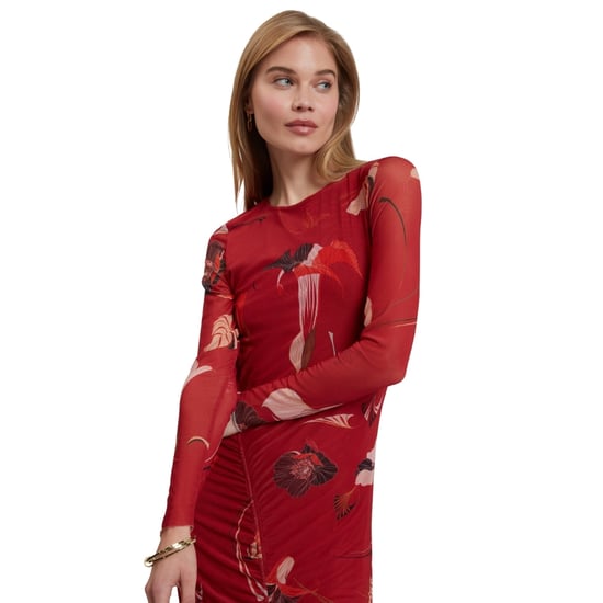 Ted Baker Jazzy Bodycon Mesh Raffkleid In Rot, Midi-länge - Image 6