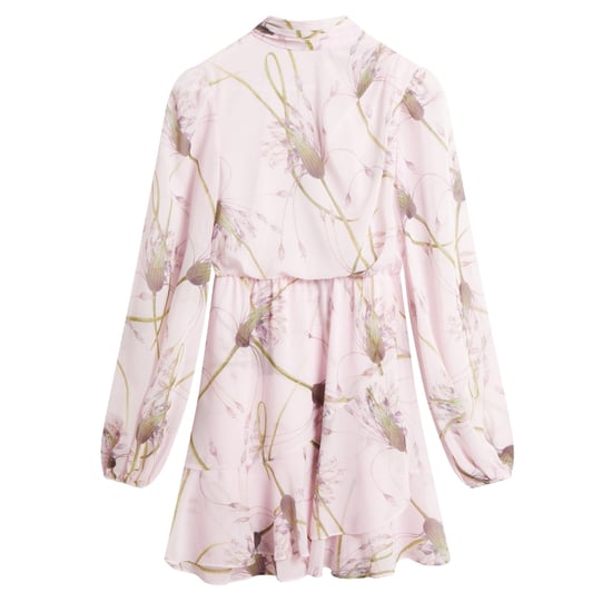 Ted Baker Arakas Kleid Mit Print, Langen Ärmeln Und Halsbinde, Hellrosa - Image 1
