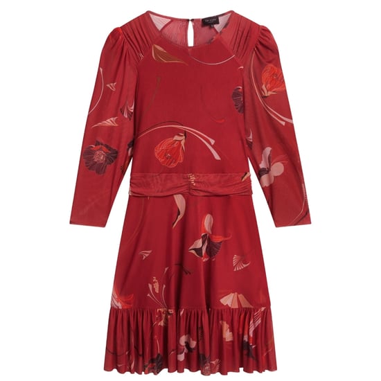 Ted Baker Mini-skaterkleid Aus Rotem Mesh Mit Gerafften Schultern - Image 1