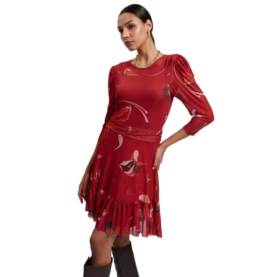 Ted Baker Mini-skaterkleid Aus Rotem Mesh Mit Gerafften Schultern - Image 2