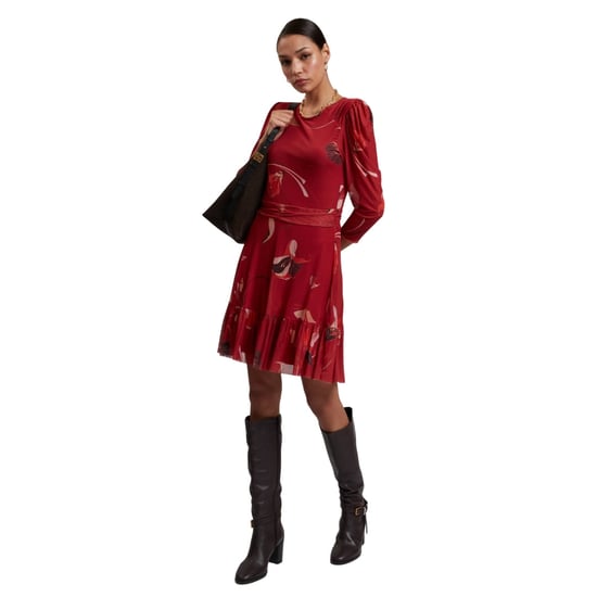 Ted Baker Mini-skaterkleid Aus Rotem Mesh Mit Gerafften Schultern - Image 3