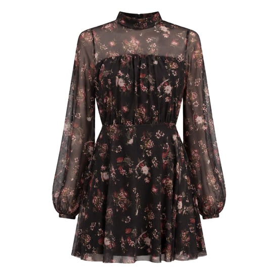 Ted Baker Avetta Langarm-minikleid Aus Schwarzem Mesh Mit Blumenmuster - Image 1