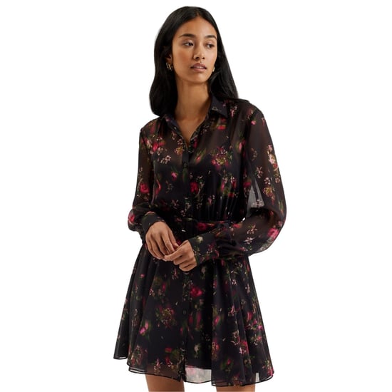 Schwarzes Kleid Von Ted Baker Mit Kragen, Bedruckt Und Knopfleiste - Image 2