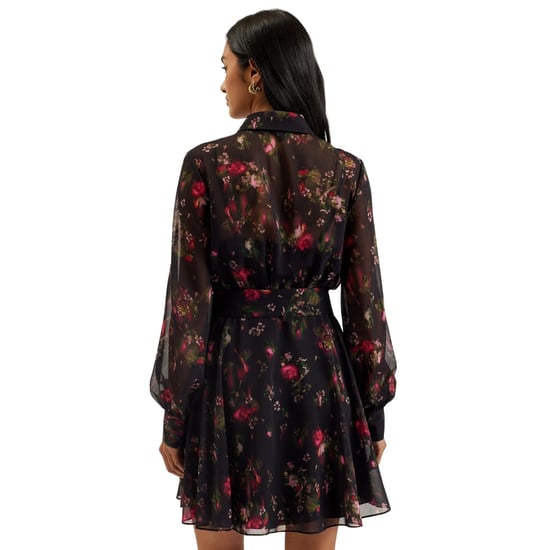 Schwarzes Kleid Von Ted Baker Mit Kragen, Bedruckt Und Knopfleiste - Image 5