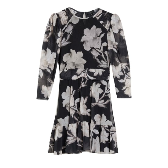Schwarzes Minikleid „carmel" Von Ted Baker Mit Gerafften Schultern Und Mesh-einsätzen - Image 1