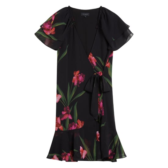 Ted Baker Fascia Minikleid mit Engelsärmeln und Wickeloptik - Schwarz - Image 1