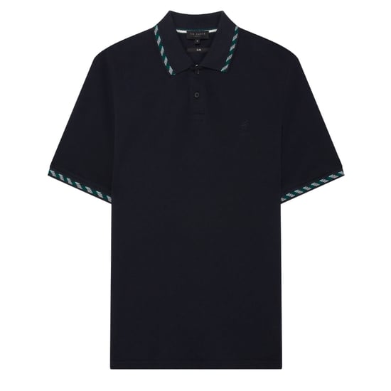 Ted Baker Ss Polohemd Mit Jacquard-jacquardmuster In Marineblau - Image 1