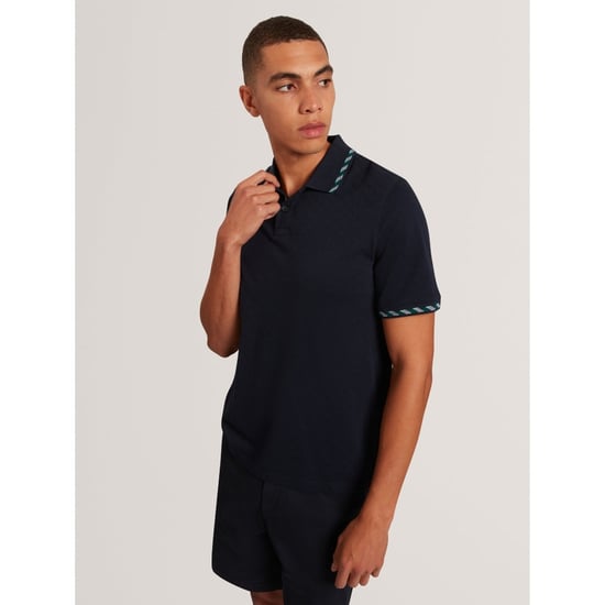 Ted Baker Ss Polohemd Mit Jacquard-jacquardmuster In Marineblau - Image 3