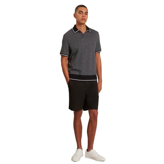 Ted Baker Ss Regular Geo Textured Black Polo Shirt - Image 6