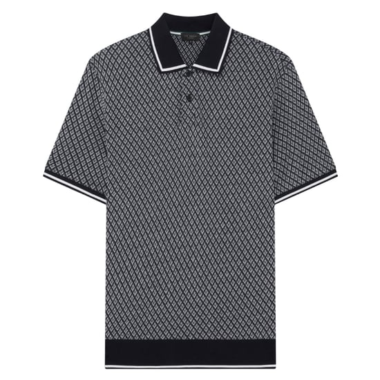 Ted Baker Ss Regular Geo Textured Navy Poloshirt - Image 1