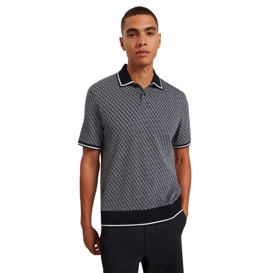 Ted Baker Ss Regular Geo Textured Navy Poloshirt - Image 3