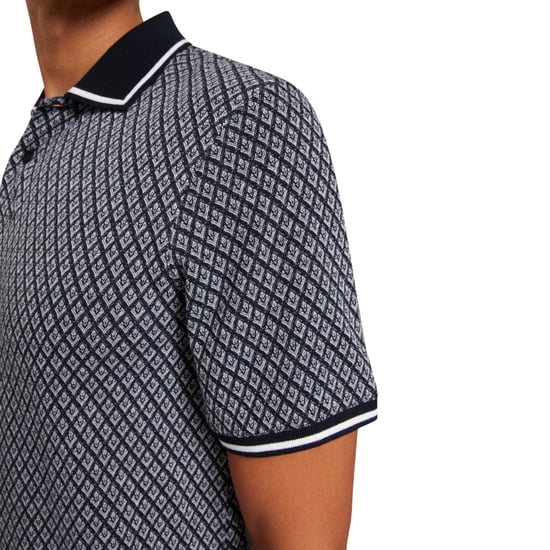 Ted Baker Ss Regular Geo Textured Navy Poloshirt - Image 4